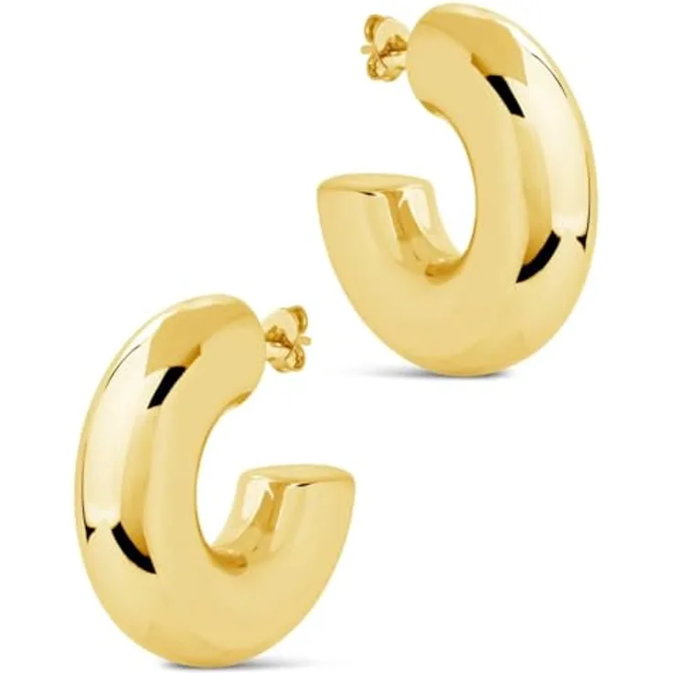 Joya Love Klobige goldene Creolen, 30 mm, anlaufgeschützt, hypoallergen, wasserdicht, handgefertigt