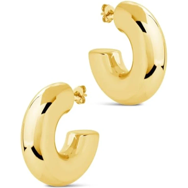 Joya Love Klobige goldene Creolen, 30 mm, anlaufgeschützt, hypoallergen, wasserdicht, handgefertigt – Bild 1