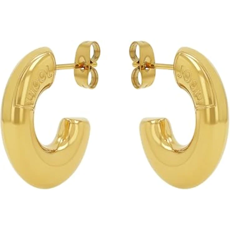 JOOP! Creolen Damen Ohrschmuck aus Edelstahl mit IP-Goldveredelung, 19 mm Durchmesser, Steckverschluss, gold, in Schmuck Geschenk Box, 2039843 – Bild 3