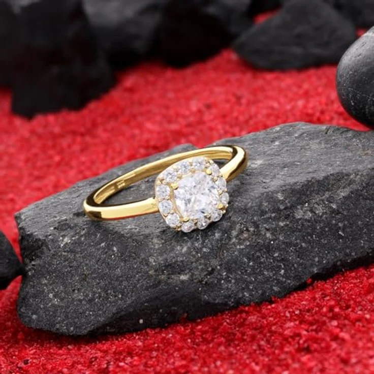 Glizz Solitärring GL1130, Damenring Gold 333/8K mit Zirkonia, poliert, 8,5 x 8,5 mm Ringkopf, halbrunde Ringschiene 1,5 mm – Bild 2