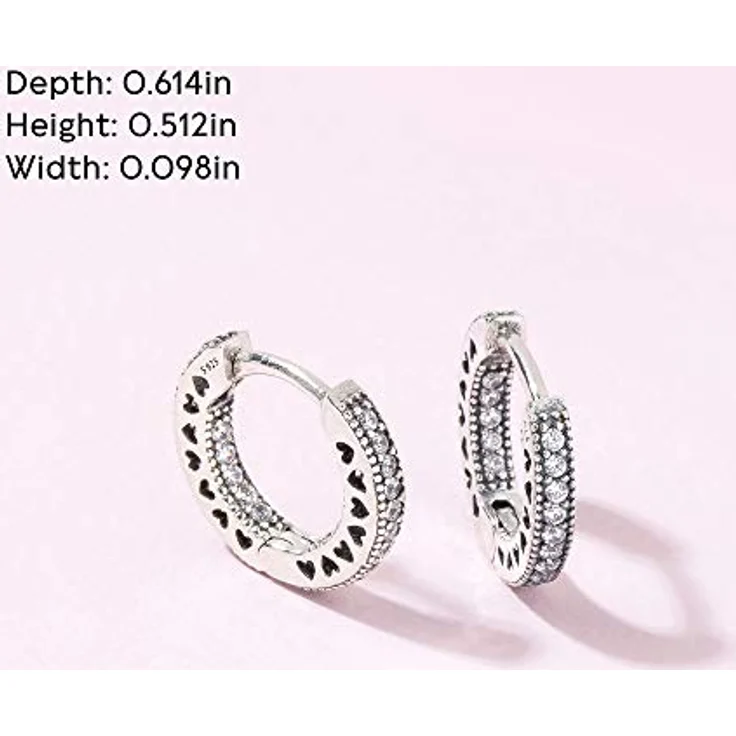 Pandora Creolen Signature 296317CZ, 925er Silber mit Zirkonia-Besatz, 1,3 cm Länge – Bild 5