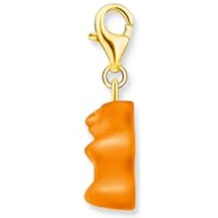 THOMAS SABO Charm-Goldbären-Anhänger, orange vergoldet aus Kristallglas mit Karabinerhaken aus 18k Silber – Bild 2