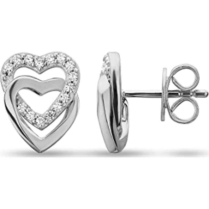 JETTE Damen-Ohrstecker 925er Silber mit 30 Zirkonia, 1,5 cm lang, eleganter Ohrschmuck in Geschenkbox – Bild 4