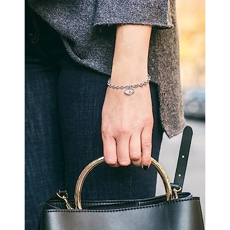 Tommy Hilfiger Jewelry Damen-Armband aus Edelstahl mit herzförmigem Anhänger und emailliertem Flaggenlogo, 16,5 cm – Bild 3