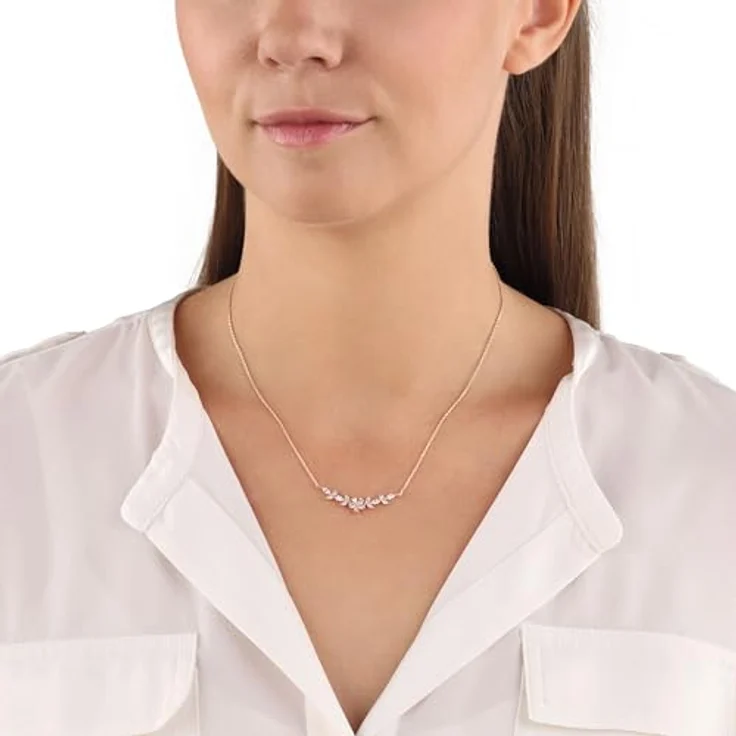 Amor Kette mit Anhänger 925 Sterling Silber, Damen Halsschmuck mit Zirkonia, roséfarben, 40+5 cm, in Geschenkbox – Bild 2