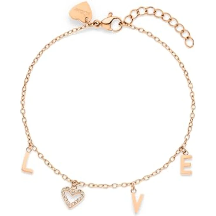 s.Oliver Bracelet - Elegantes Armband aus poliertem Edelstahl - roségold - Rolokette verstellbar bis 21 cm - wasserfest & hautfreundlich – Bild 1