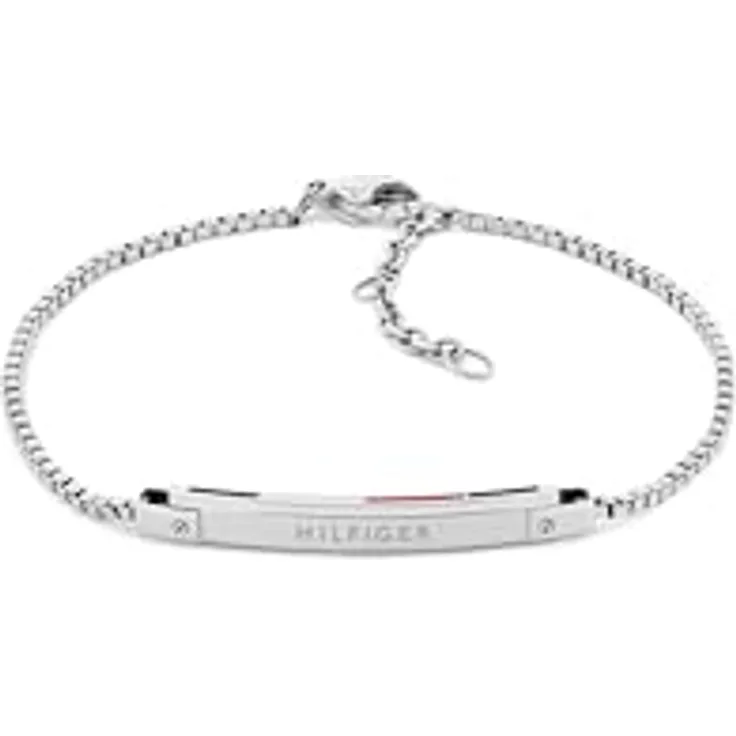 Tommy Hilfiger Jewelry Gliederarmband für Damen, Edelstahl mit ikonischer Flagge, verstellbar von 16 bis 19 cm, Karabinerverschluss