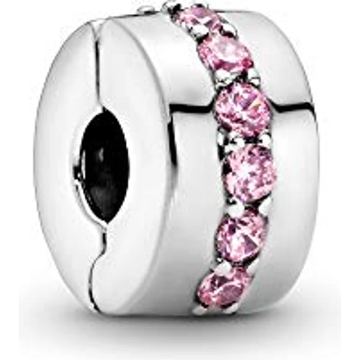 Pandora Charm Moments Rosafarbene funkelnde Linie Clip 791972PCZ, Charm-Anhänger mit funkelndem Design in Rosafarben – Bild 1