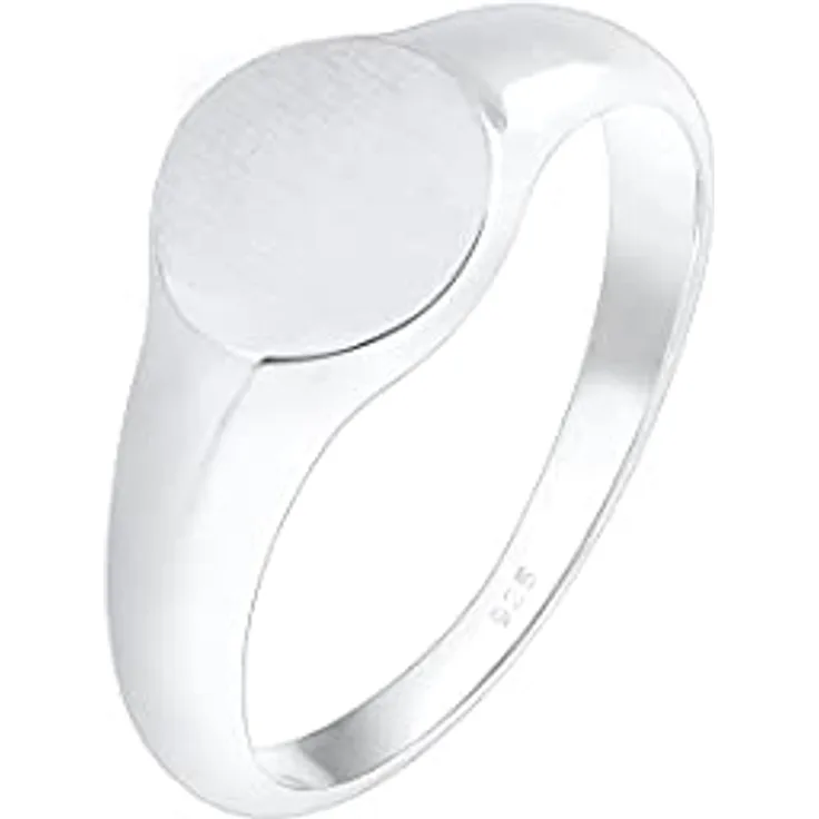 Elli Damen Siegelring Royal Matt Geo Basic Trend, 925 Sterling Silber, oval, anlaufgeschützt, handgefertigt