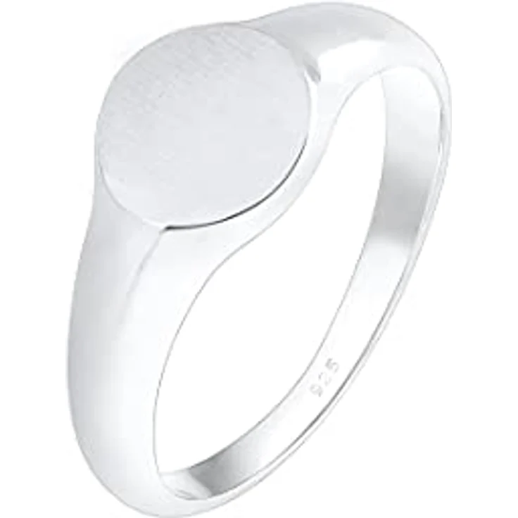 Elli Damen Siegelring Royal Matt Geo Basic Trend, 925 Sterling Silber, oval, anlaufgeschützt, handgefertigt – Bild 1