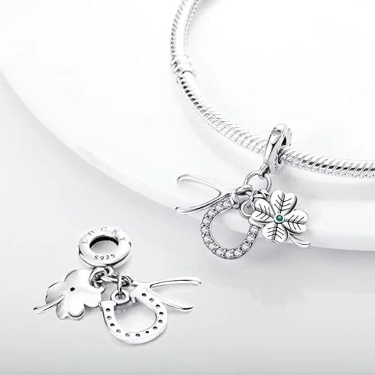 TINSLO Charm Anhänger Damen 925 Sterling Silber, kompatibel mit Pandora Armbändern und Halsketten - elegantes Design mit Zirkonia-Steinen, ideales Geschenk für Frauen und Mädchen – Bild 2