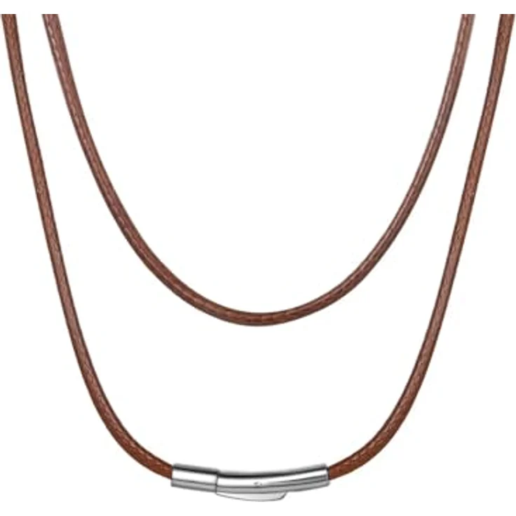 ChainsHouse Herren Halskette, geflochtene Kunstlederkette in Braun, 66cm mit 2mm Breite und Bajonettverschluss, leicht und langlebig – Bild 1