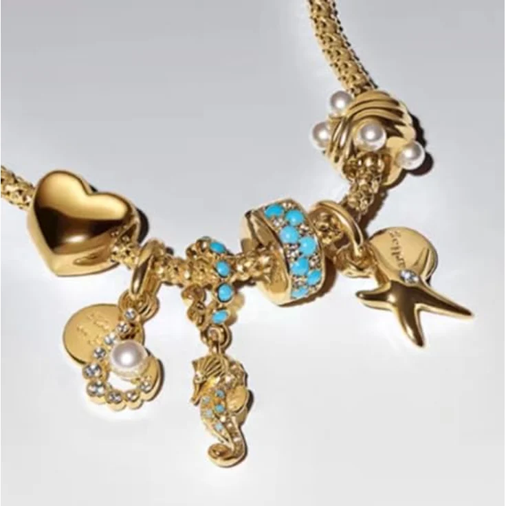 Anduonie Charms Gold Stopper Charms Anhänger Silber 925, Roter Beads Charm für europäische Armbänder und Halsketten, handgefertigt mit luxuriösem Design – Bild 2