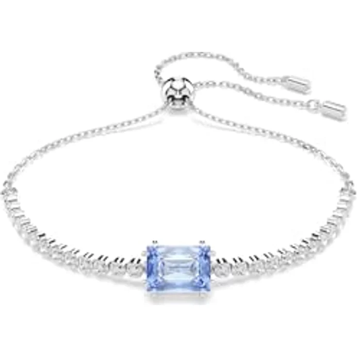 Swarovski Matrix Tennisarmband, Blaues, Rhodiniertes Armband mit Swarovski Zirconia in Baguette-Schliff – Bild 1
