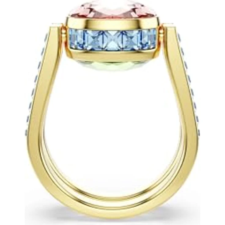 Swarovski Chroma Ring, Kissenschliff, Mehrfarbig mit Goldlegierungsschicht, grüner und pinkfarbener Swarovski ReCreated Crystal – Bild 5