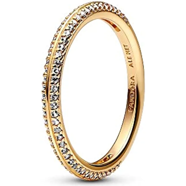 PANDORA Damen-Ring Pavé, 14 Karat vergoldet mit 86 Cubic Zirkonia, Ringgröße 60/19,1