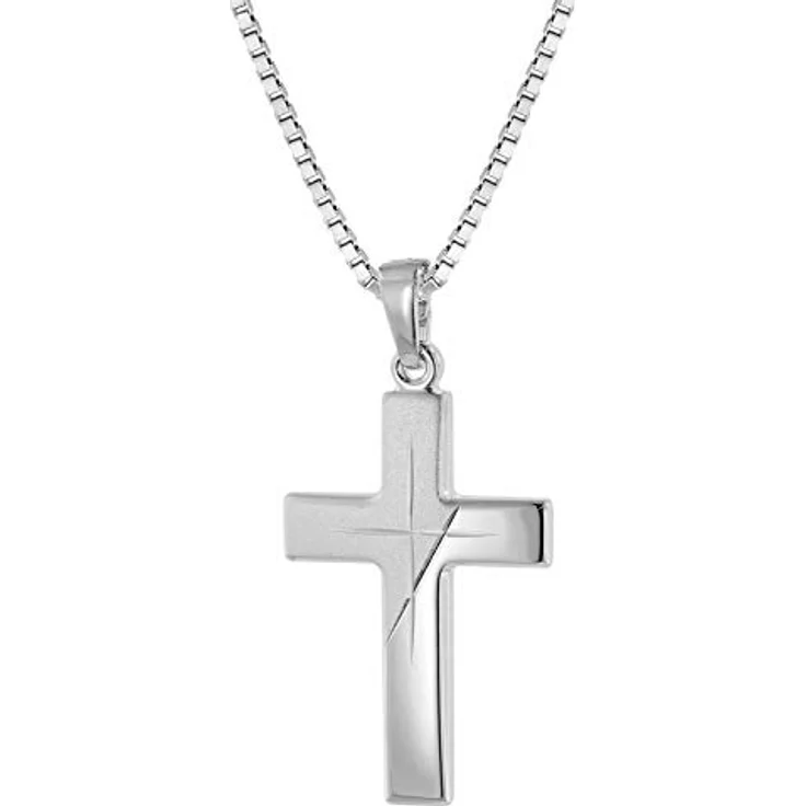 trendor Herren Silber-Kreuz-Halskette 925 mit Anhänger 27x16 mm, modisches Geschenk in Geschenk-Box, 50 cm lang – Bild 1