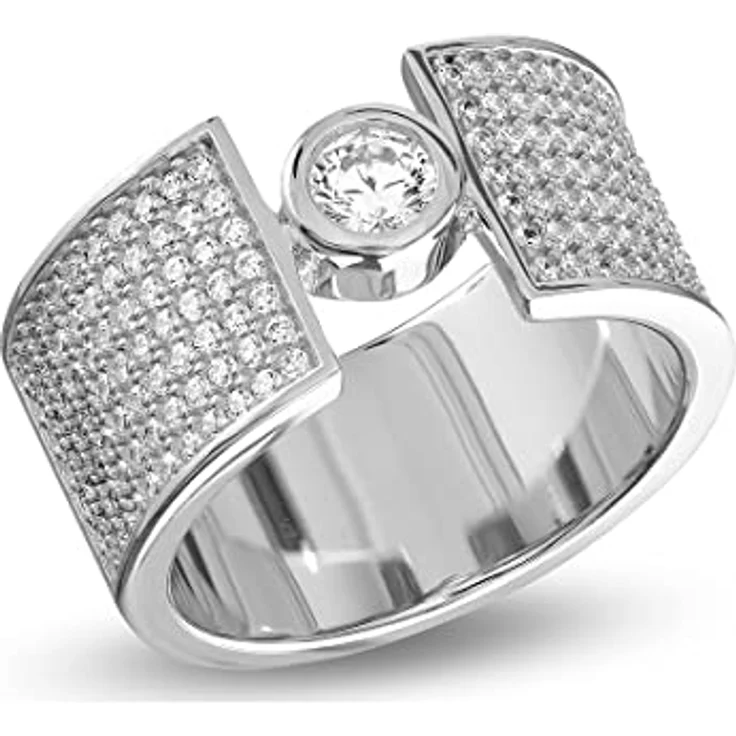 JETTE Damen-Damenring 925er Silber mit 155 Zirkonia, Stärke 2 mm, in Silber – Bild 4