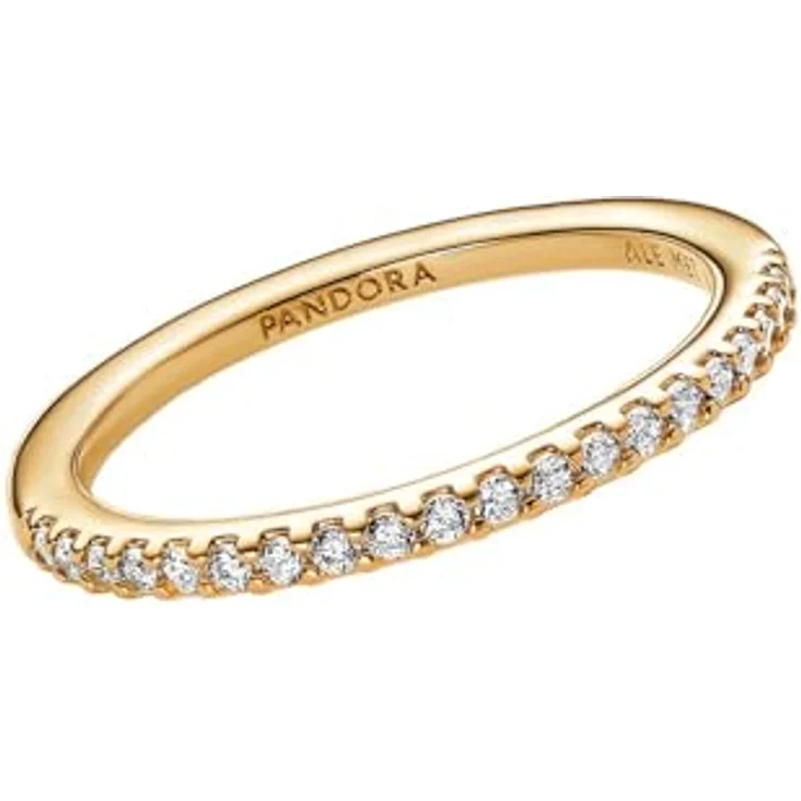PANDORA Ring 162999C01-50, Glänzendes Band aus 14k vergoldetem Edelstahl mit Cubic Zirconia, stapelbar – Bild 2