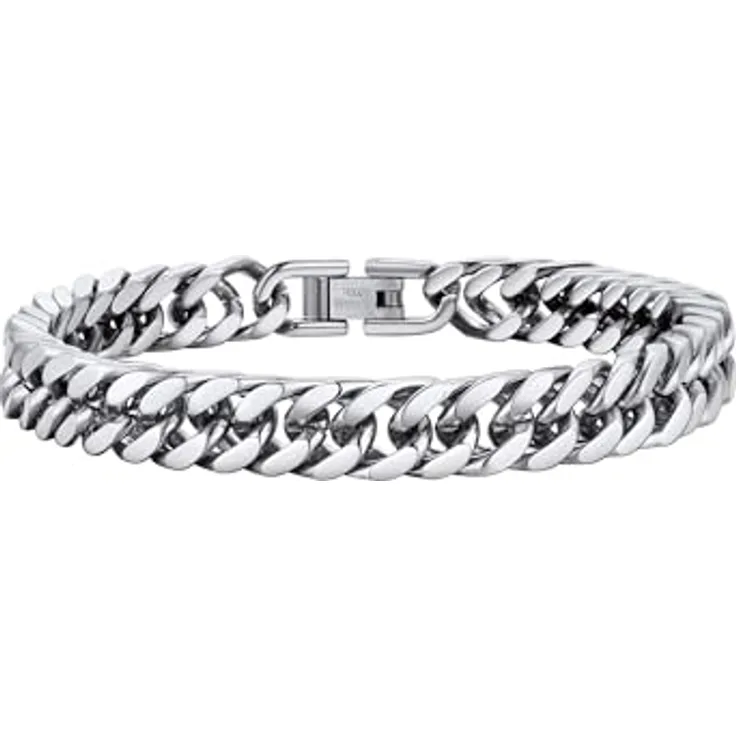PROSTEEL Herren Armband Edelstahl Panzerkette 21cm, 12mm breit, silber, korrosionsbeständig und stilvoll