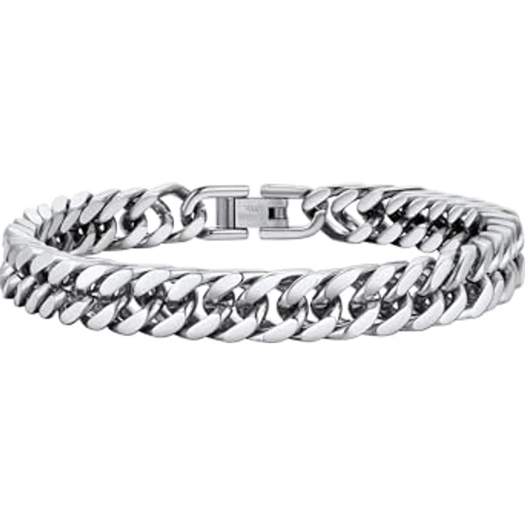PROSTEEL Herren Armband Edelstahl Panzerkette 21cm, 12mm breit, silber, korrosionsbeständig und stilvoll – Bild 1