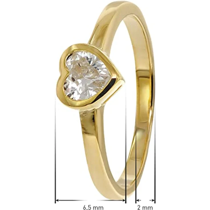 trendor Damenring Gold 333/8K, Verlobungsring mit Zirkonia Herzschliff, Ringgröße 52/16,6 – Bild 5