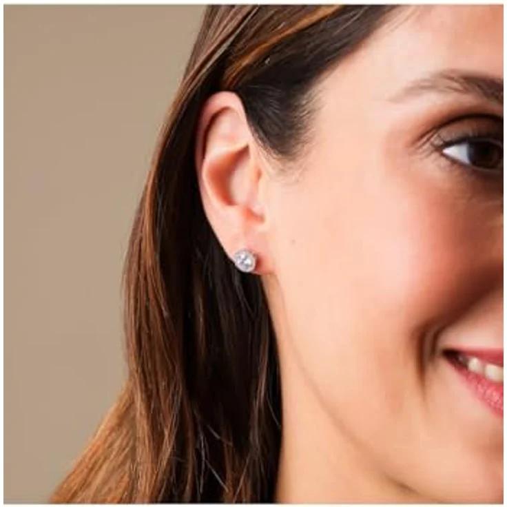 FAVS Damen-Ohrstecker 375er Weißgold mit 2 Zirkonia, elegantes Design, One Size – Bild 4