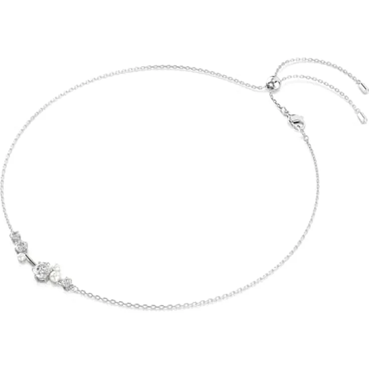 Swarovski Constella Halskette, Rhodinierte Damenhalskette mit Kristallperlen und Zirkonia, Länge: 38-48 cm, inklusive Kugelschiebeverschluss – Bild 2