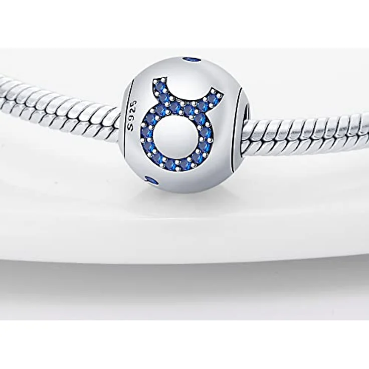 TINSLO Charm Anhänger Sternzeichen für Armband, 925 Sterling Silber mit Zirkonia, 12 Sternbilder, kompatibel mit Pandora Armband und europäischen Halsketten – Bild 2