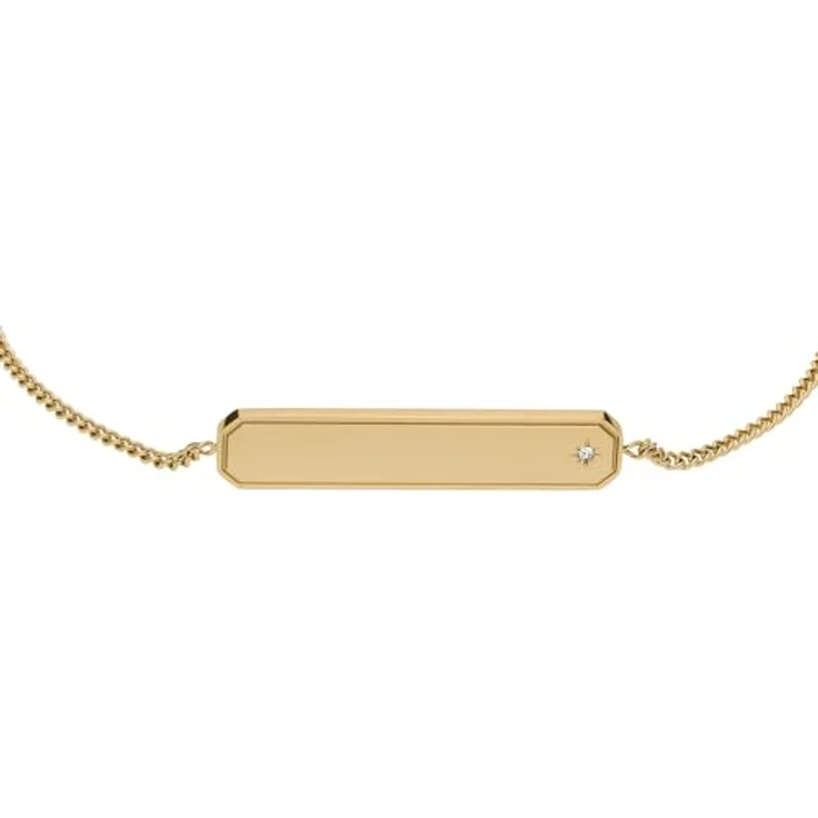 Fossil Sadie Damen Armband aus goldfarbenem Edelstahl, Poliertes Finish mit Karabinerverschluss, 16,5 cm + 2,5 cm Verlängerung – Bild 3