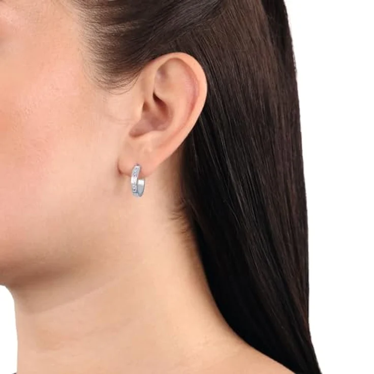 Amor Creolen Damen Ohrschmuck aus Edelstahl mit Zirkonia, 1,6 cm, Silber, in Schmuck Geschenk Box, 2036467 – Bild 2