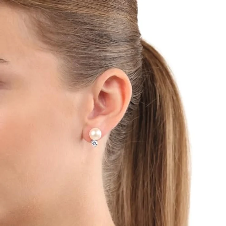 Amor Perlenohrstecker, 925 Sterling Silber mit Zirkonia, Geschenkbox enthalten – Bild 2
