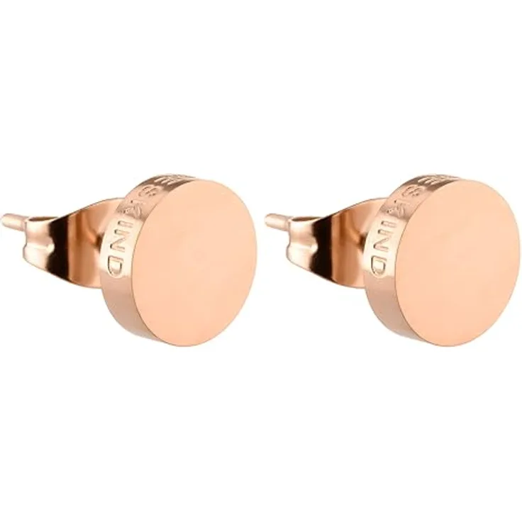 LIEBESKIND Damen-Ohrstecker LJ-0051-E-07, rosévergoldet, mattiert, 7 mm mit Steckverschluss