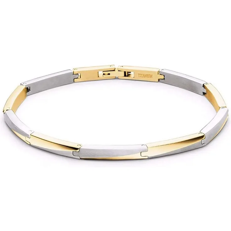 Boccia Armband 03059-02, Damen Armschmuck aus Titan, bicolorfarben mit Klappverschluss, mattiert und poliert, 20.5 cm