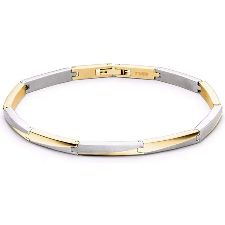 Boccia Armband 03059-02, Damen Armschmuck aus Titan, bicolorfarben mit Klappverschluss, mattiert und poliert, 20.5 cm