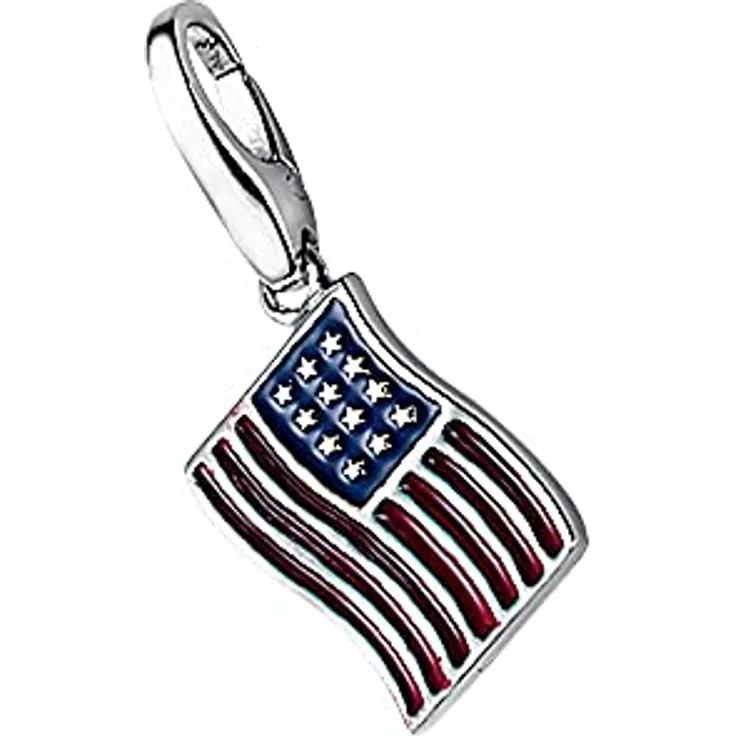 Giorgio Martello Milano Charm Flagge USA, 925 Sterling Silber mit Kaltemailleeinlage in Rot und Blau, Onesize, rhodiniert