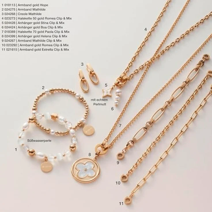 JEWELS BY LEONARDO Clip & Mix Paola Halskette, goldfarbene Erbskette aus Edelstahl, mittellang mit Edelstahlring, Damenschmuck, 018389 – Bild 5