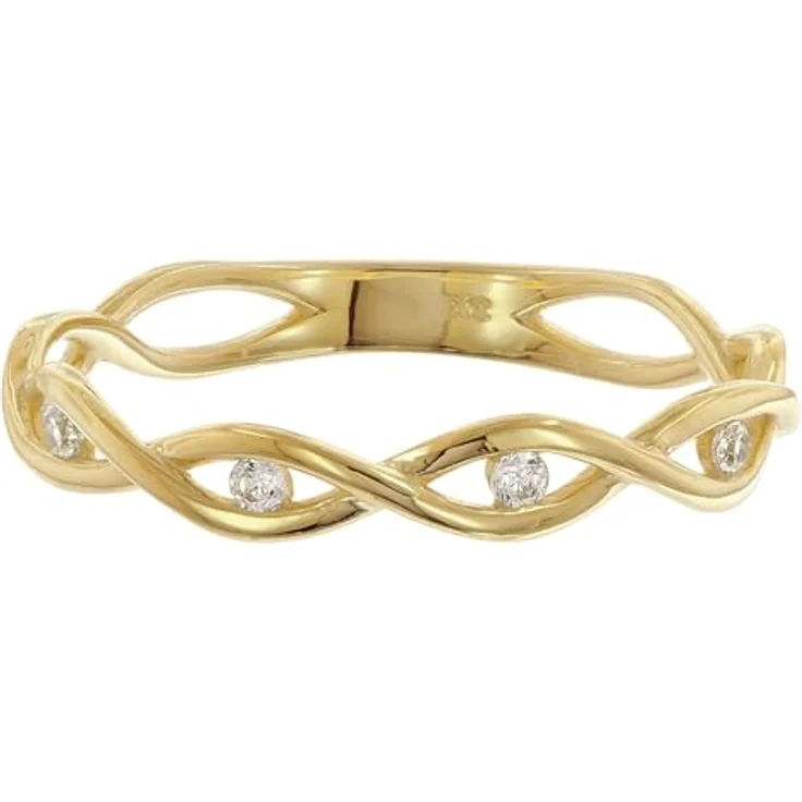 trendor Damen-Ring Gold 333/8K, Flechtdesign mit Zirkonias, Ringgröße 54/17,2, edles Schmuckstück für Frauen – Bild 2