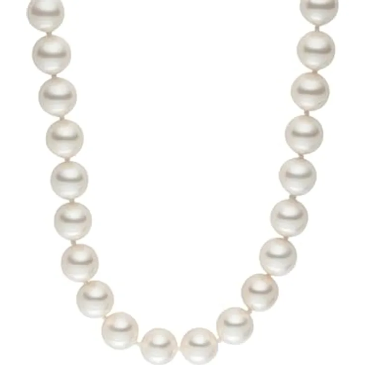 Lulu & Jane Damen Perlenhalskette, Muschelkernperle 12 mm, weiß, Länge ca. 80 cm, feminin und elegant