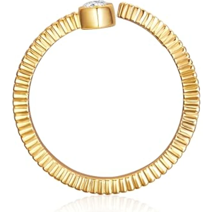 Lulu & Jane Damen Ring, gelbvergoldet 14 Karat mit Schlangen-Motiv und weißen Kristallen, Breite 2,1 mm – Bild 2