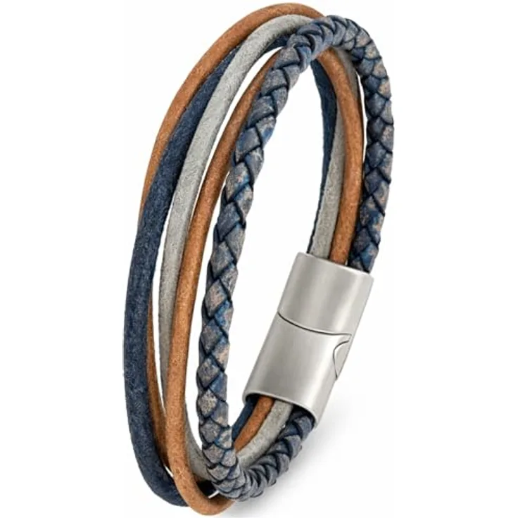 Simaru KUNES Lederarmband aus Echtleder mit Edelstahl-Magnetverschluss, 10mm breit, Unisex, Made in Germany