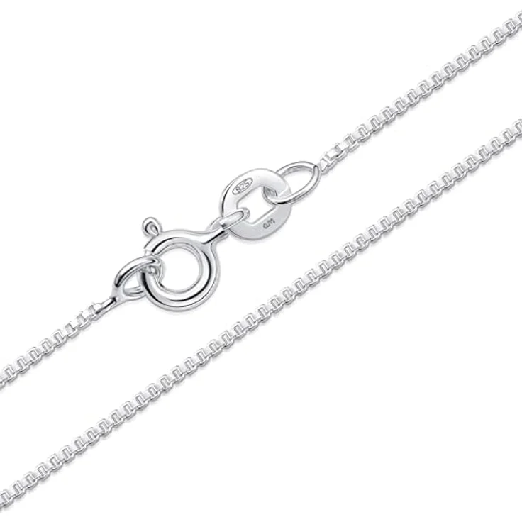 Amberta Echt 925 Sterling Silber Halskette, schlichte Box-Kette, 50 cm, dünn, geeignet für Damen und Herren – Bild 1