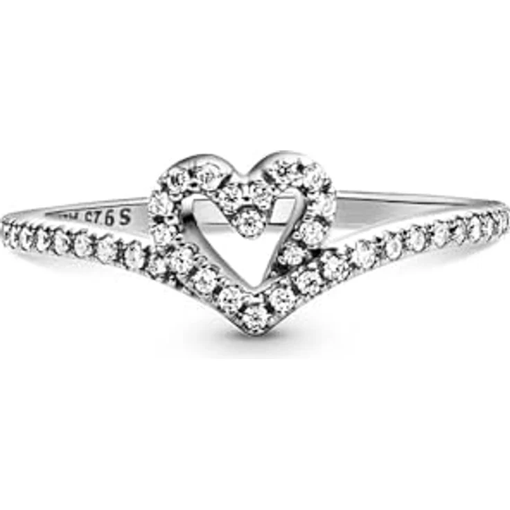 PANDORA Wish Funkelnder Wishbone Herz Ring aus Sterling Silber, Ringgröße 56 mit klaren Cubic Zirkonia – Bild 2