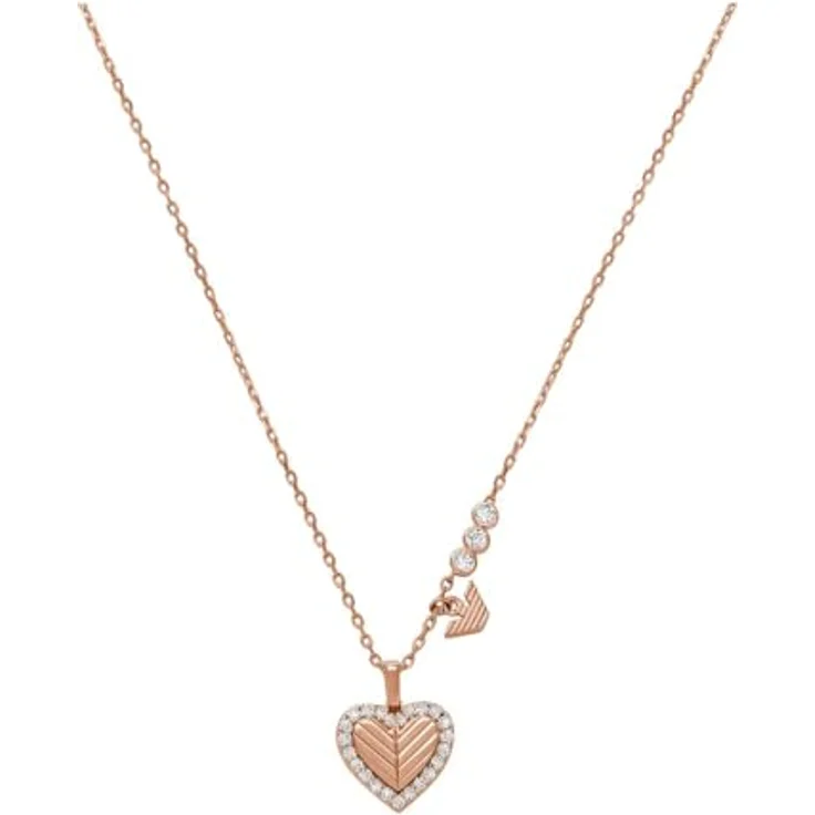 Emporio Armani Damen-Halskette aus Sterlingsilber mit Karabinerverschluss, schimmerndes Roségold – Bild 1