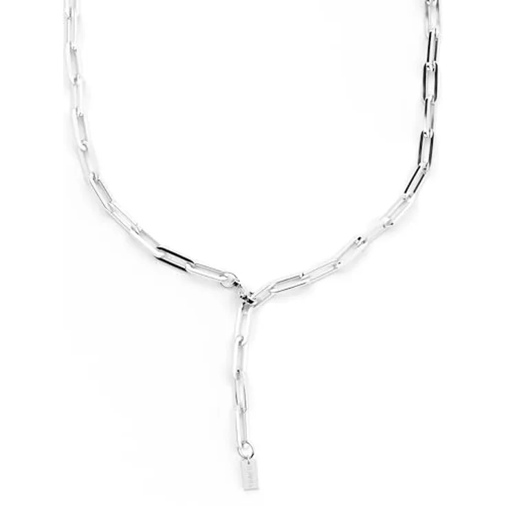 THIORA 'Island Links' Y-Kette Silber, Damen Edelstahl Gliederkette in variablem Design, 540mm Länge