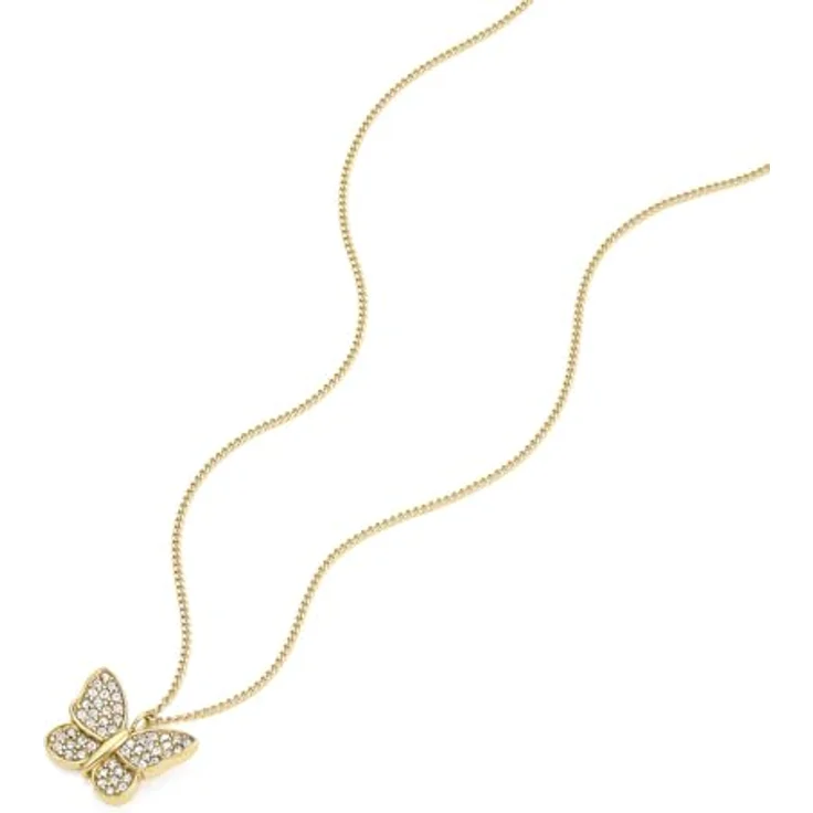 FOSSIL Damen Edelstahl Halskette mit Karabinerverschluss und Schmetterlings-Anhänger, gold, 40,64 cm – Bild 4