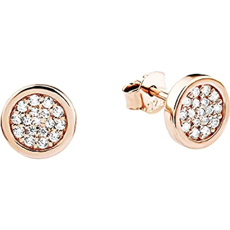 s.Oliver Damen Ohrstecker, 925er Sterling Silber rosévergoldet mit Zirkonia, 8 mm – Bild 1