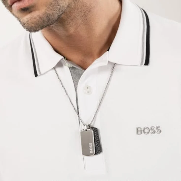 BOSS Herren-Halskette Devon, Edelstahl mit schwarzem Lederakzent, 609,60 mm Länge – Bild 4