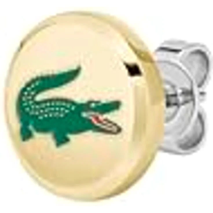 Lacoste Steckerohrringe ARTHOR, Gelbgold mit grünem Krokodil aus Emaille, 10,5 x 2,5 mm, Butterfly-Verschluss – Bild 2