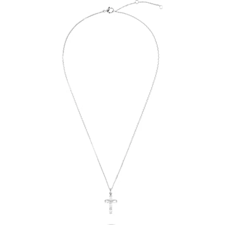Tamaris Necklace Edelstahl, Halskette mit Kreuz-Anhänger in Silber, verstellbar bis 47 cm, wasserfest & hautfreundlich – Bild 2